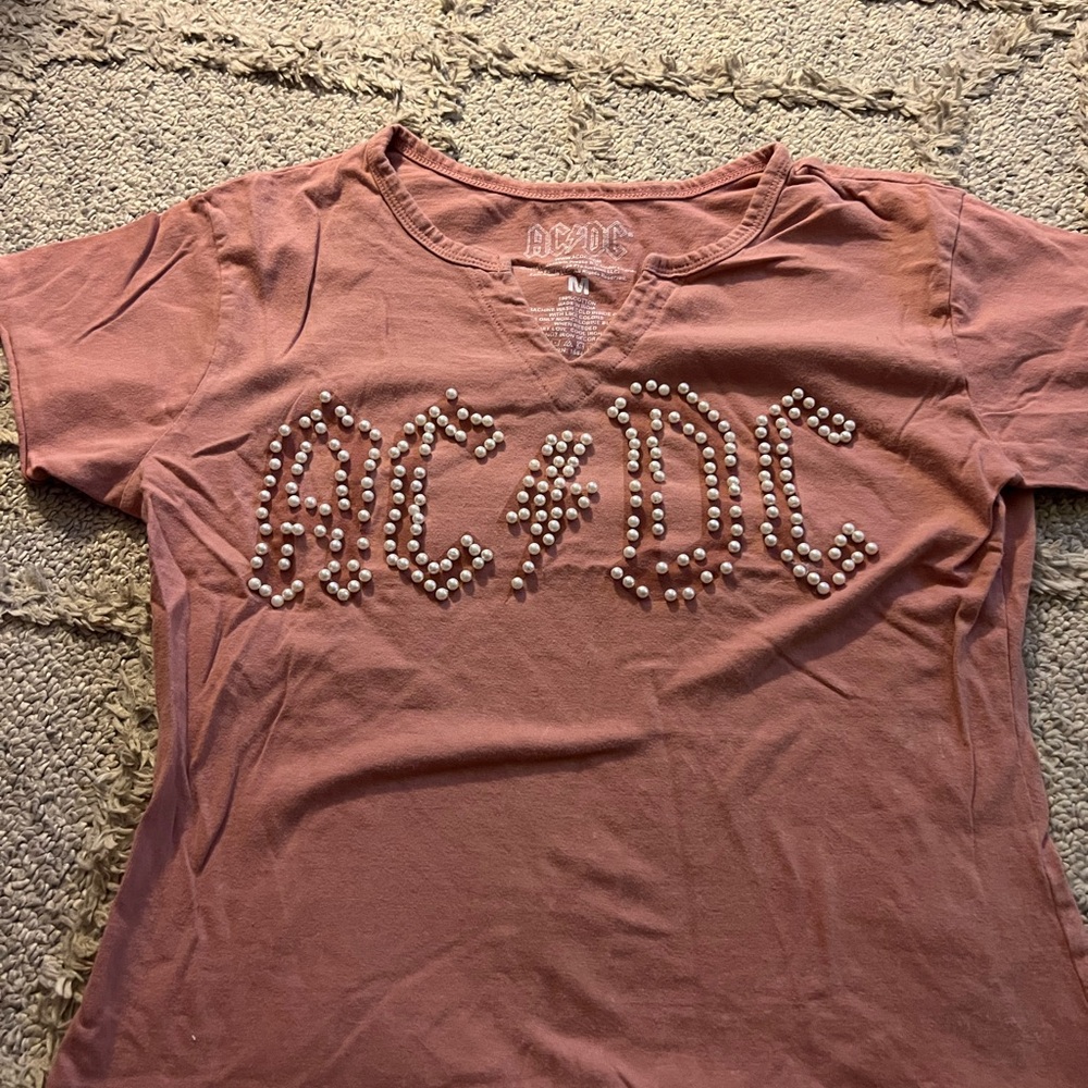 AC/DC Women's Studded Mauve Tee